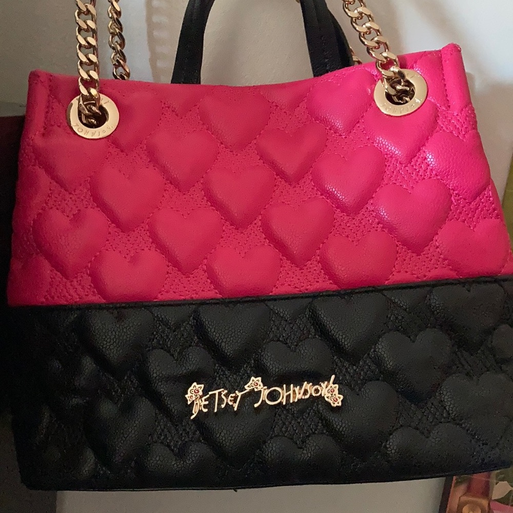 Betsy Johnson Quilted Hearts with Chain Strap